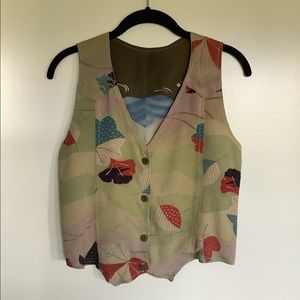 Ladies reversible kimono fabric vest